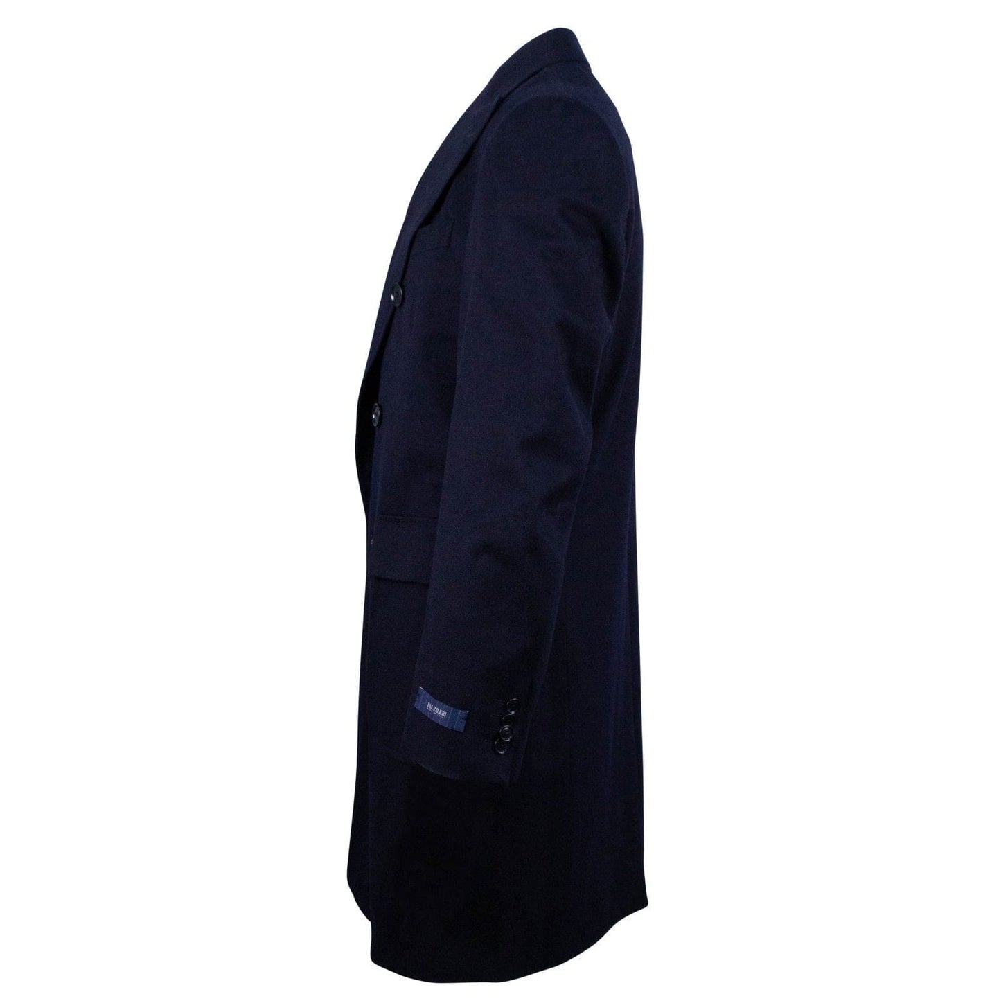 Blue Wool Double Breasted Wool Slim Fit Coat