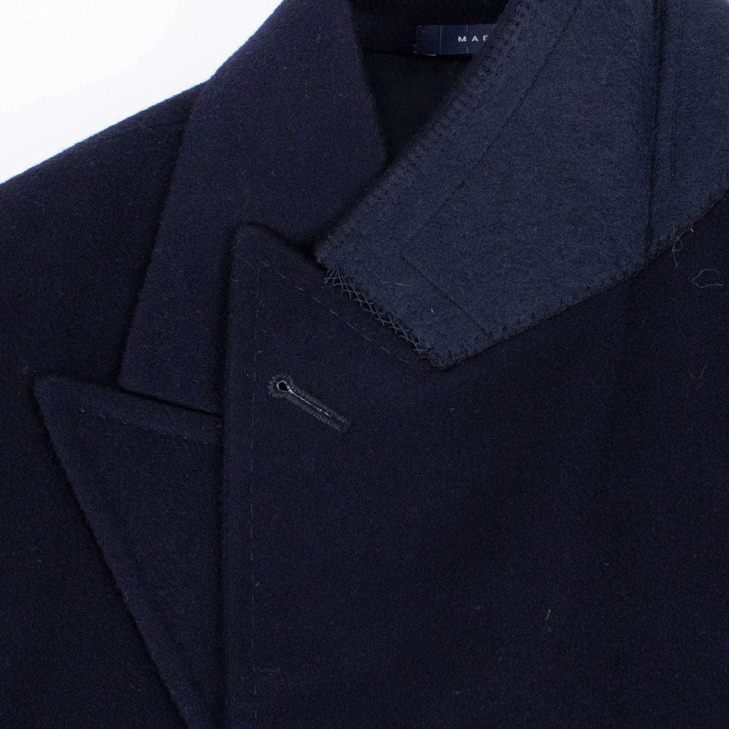Blue Wool Double Breasted Wool Slim Fit Coat
