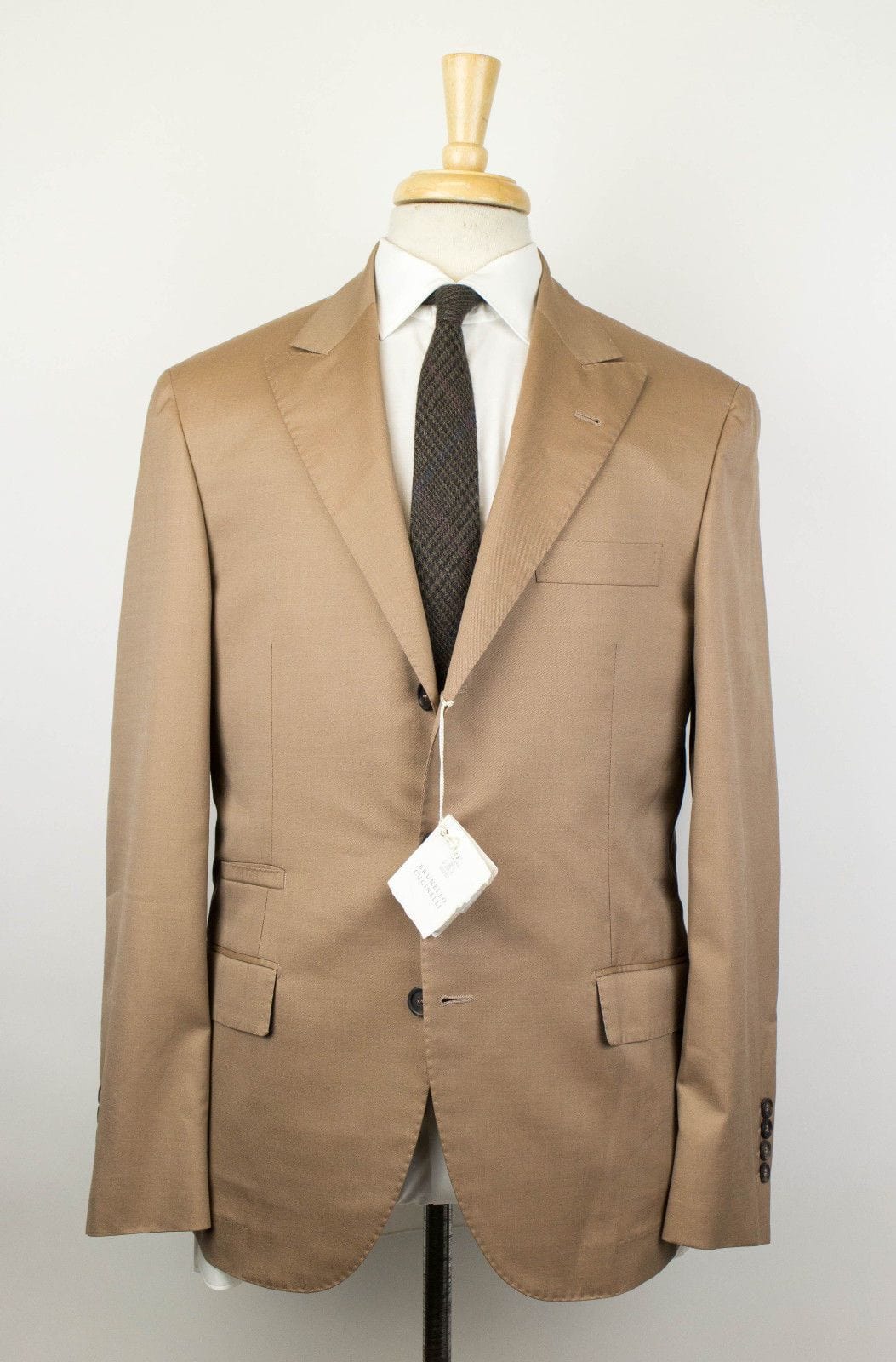 Wool Blend Twill 3/2 Button Suit - Tan