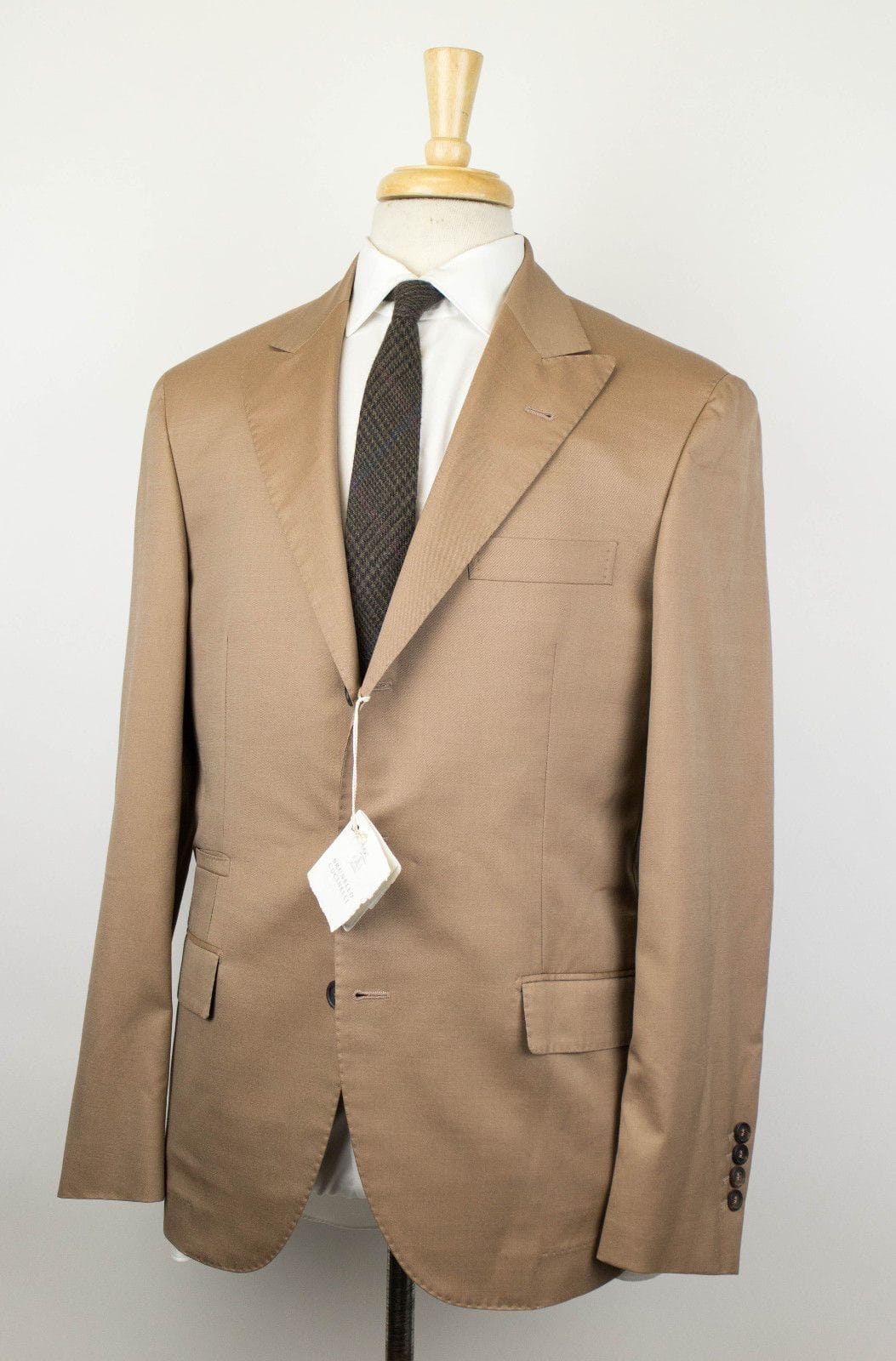 Wool Blend Twill 3/2 Button Suit - Tan