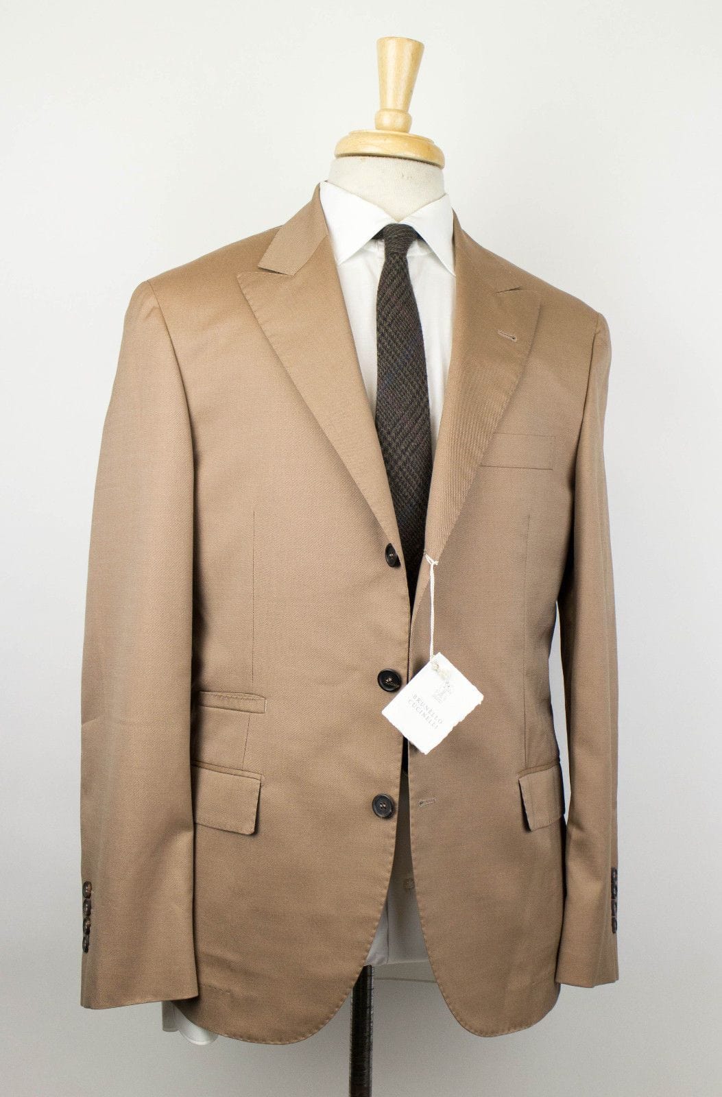 Wool Blend Twill 3/2 Button Suit - Tan