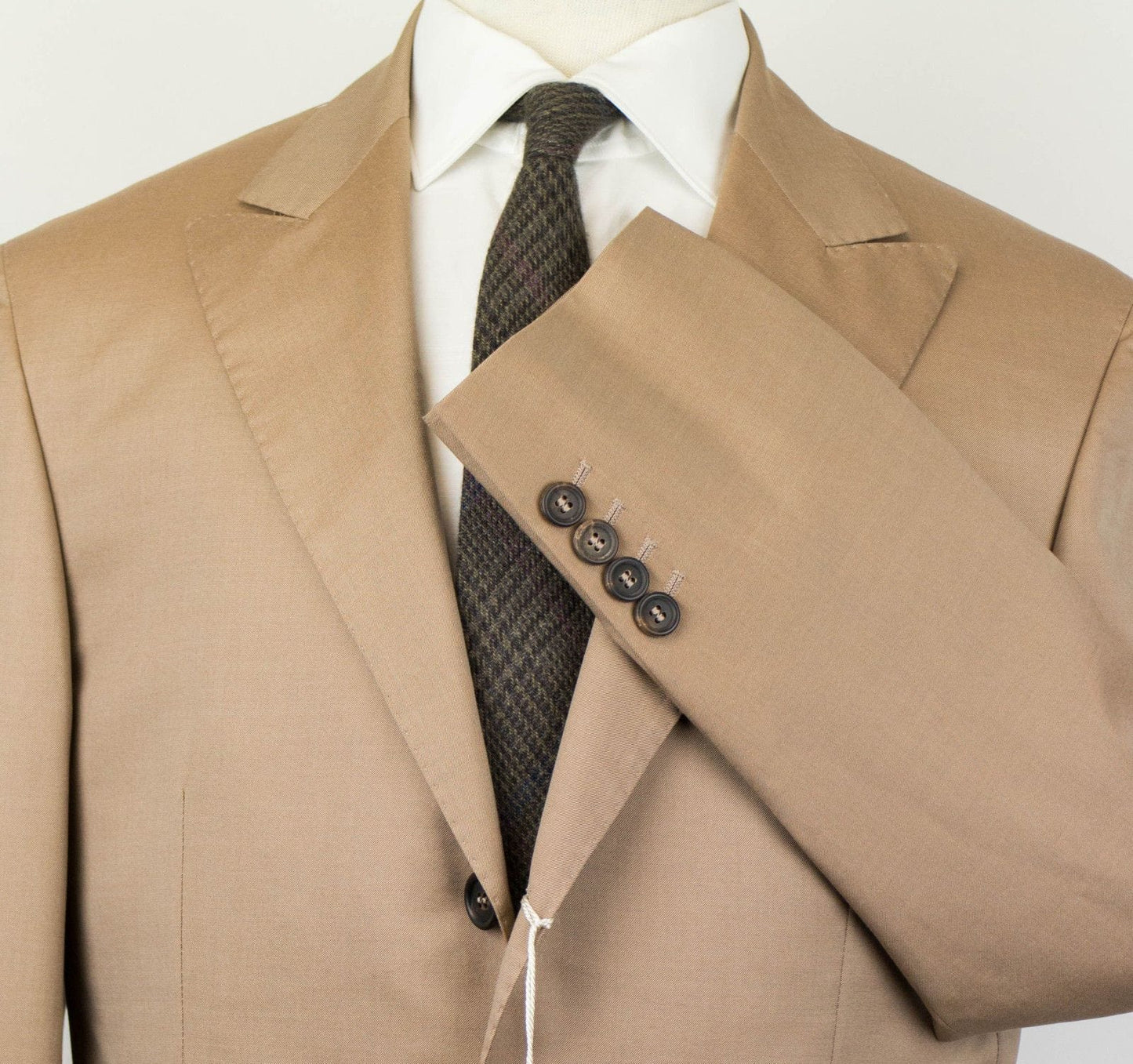 Wool Blend Twill 3/2 Button Suit - Tan