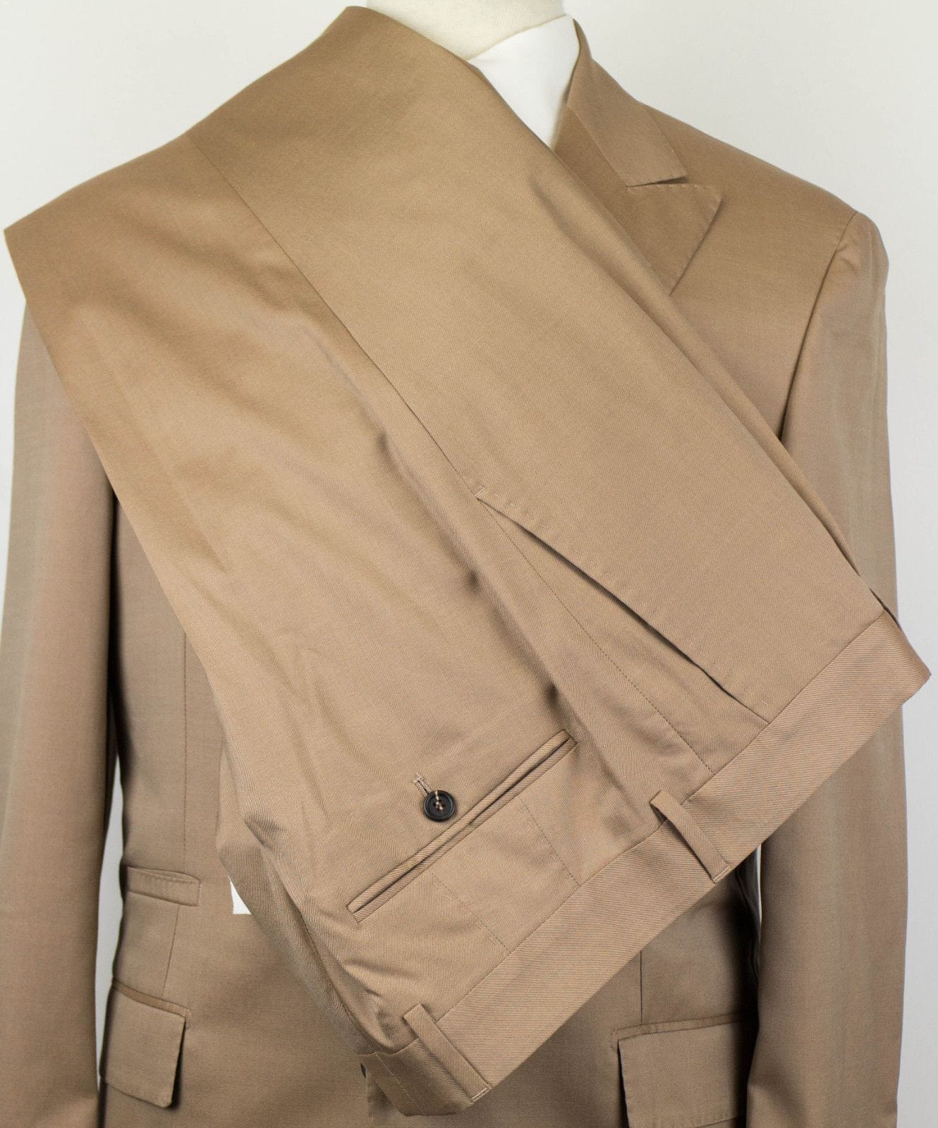 Wool Blend Twill 3/2 Button Suit - Tan