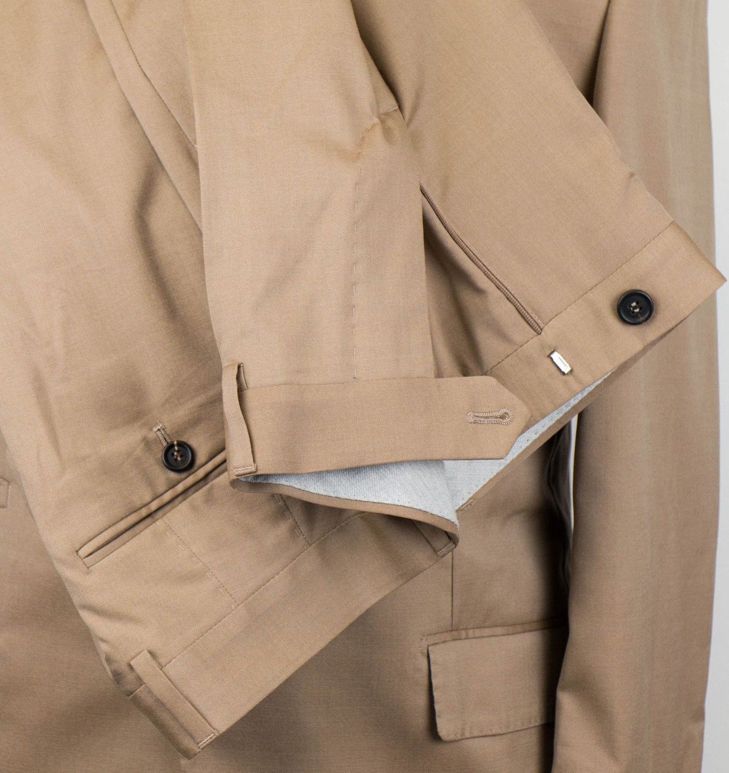 Wool Blend Twill 3/2 Button Suit - Tan