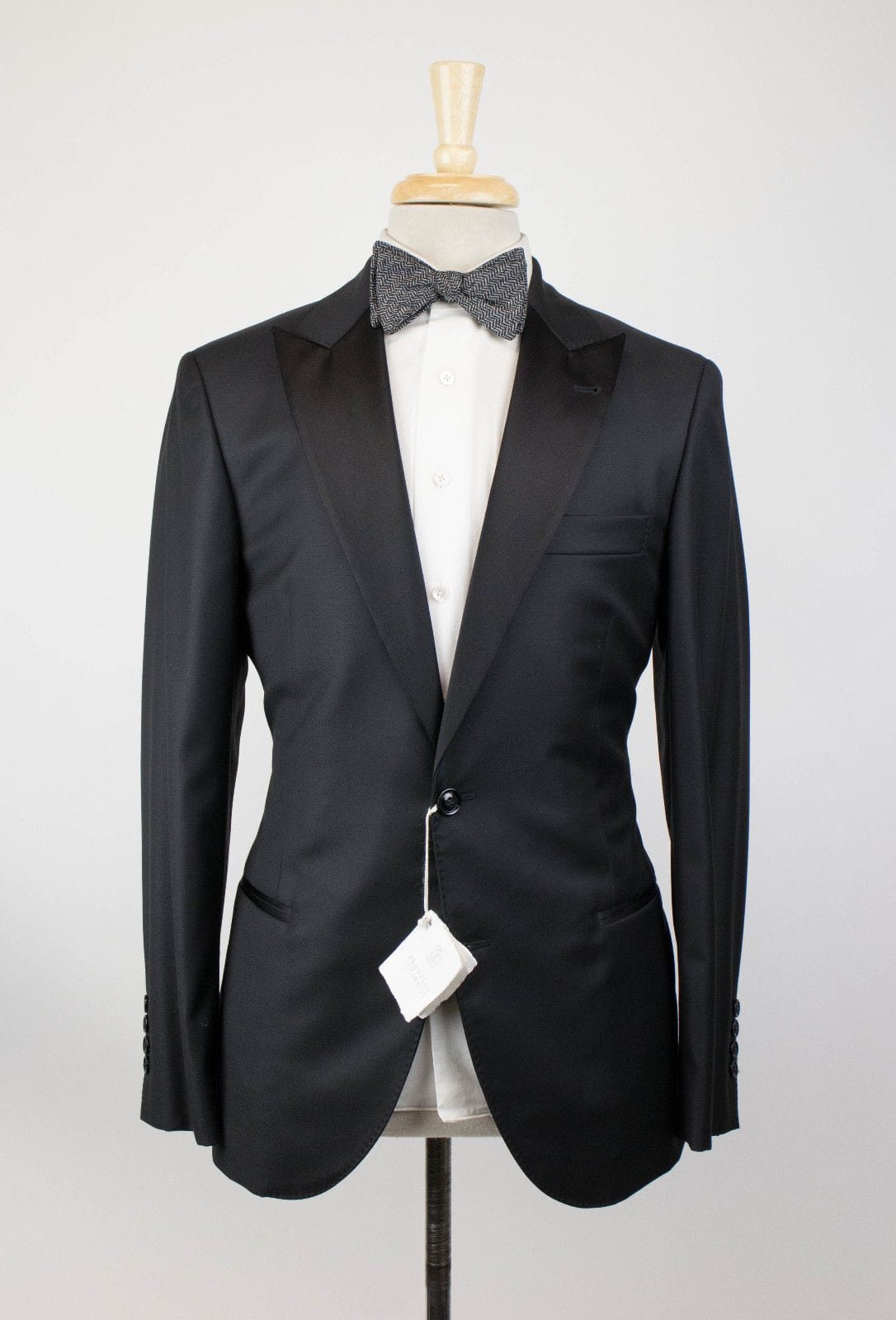 Wool 2 Button Tuxedo Suit - Black