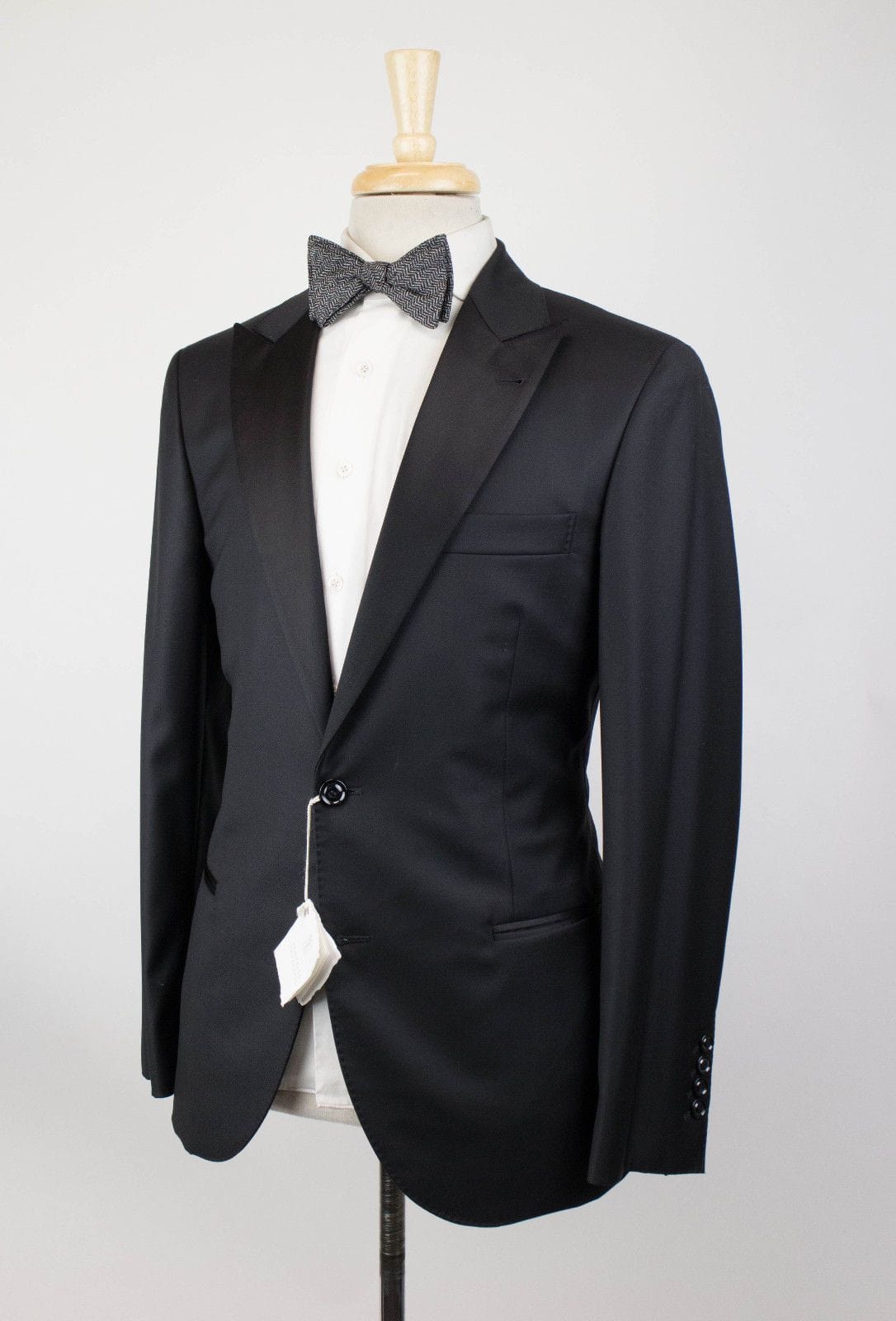 Wool 2 Button Tuxedo Suit - Black