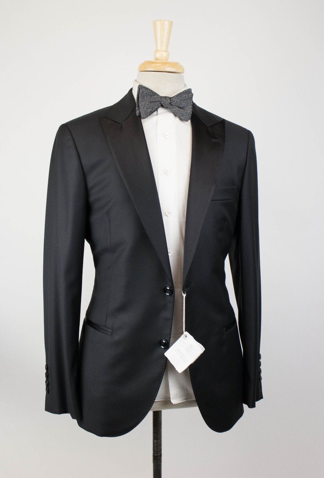 Wool 2 Button Tuxedo Suit - Black