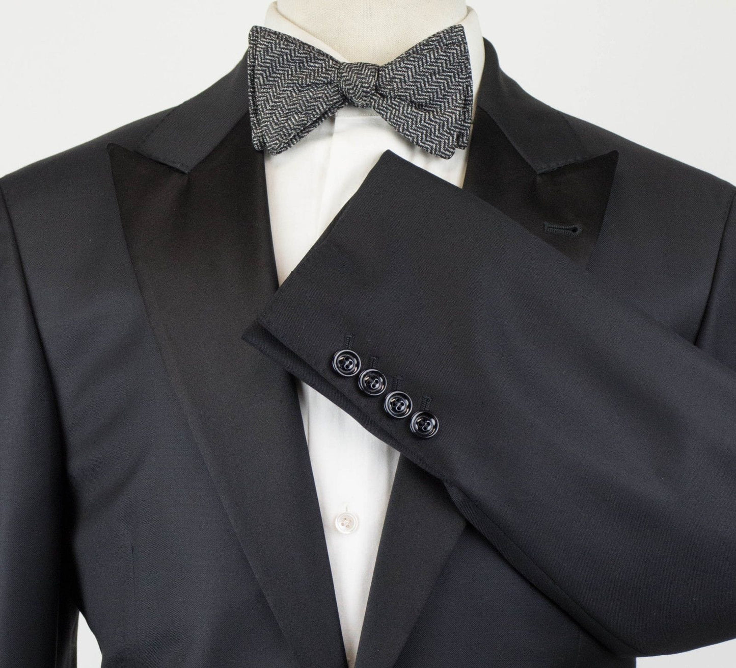 Wool 2 Button Tuxedo Suit - Black