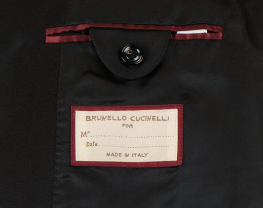 Wool 2 Button Tuxedo Suit - Black