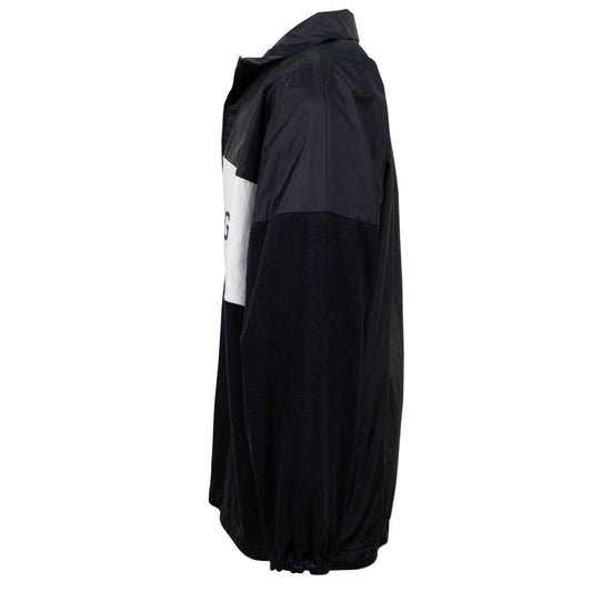 Black/White Oversize Zip Nylon Denim Logo Jacket