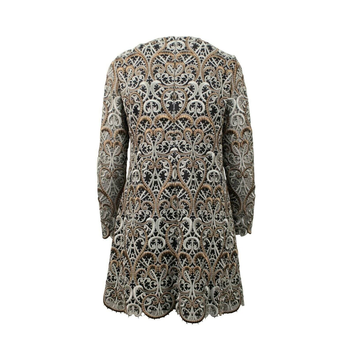 Embroidered Long Sleeve Dress - Gold / Silver