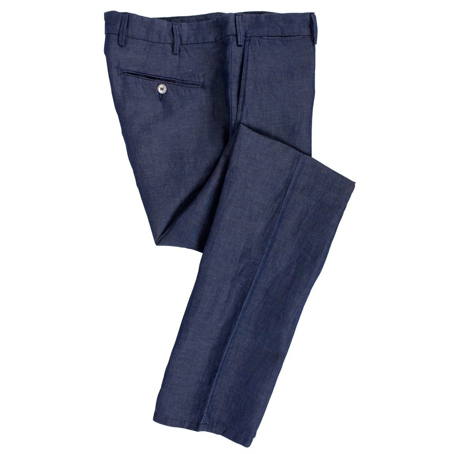 Blue Cotton Blend Dress Pants
