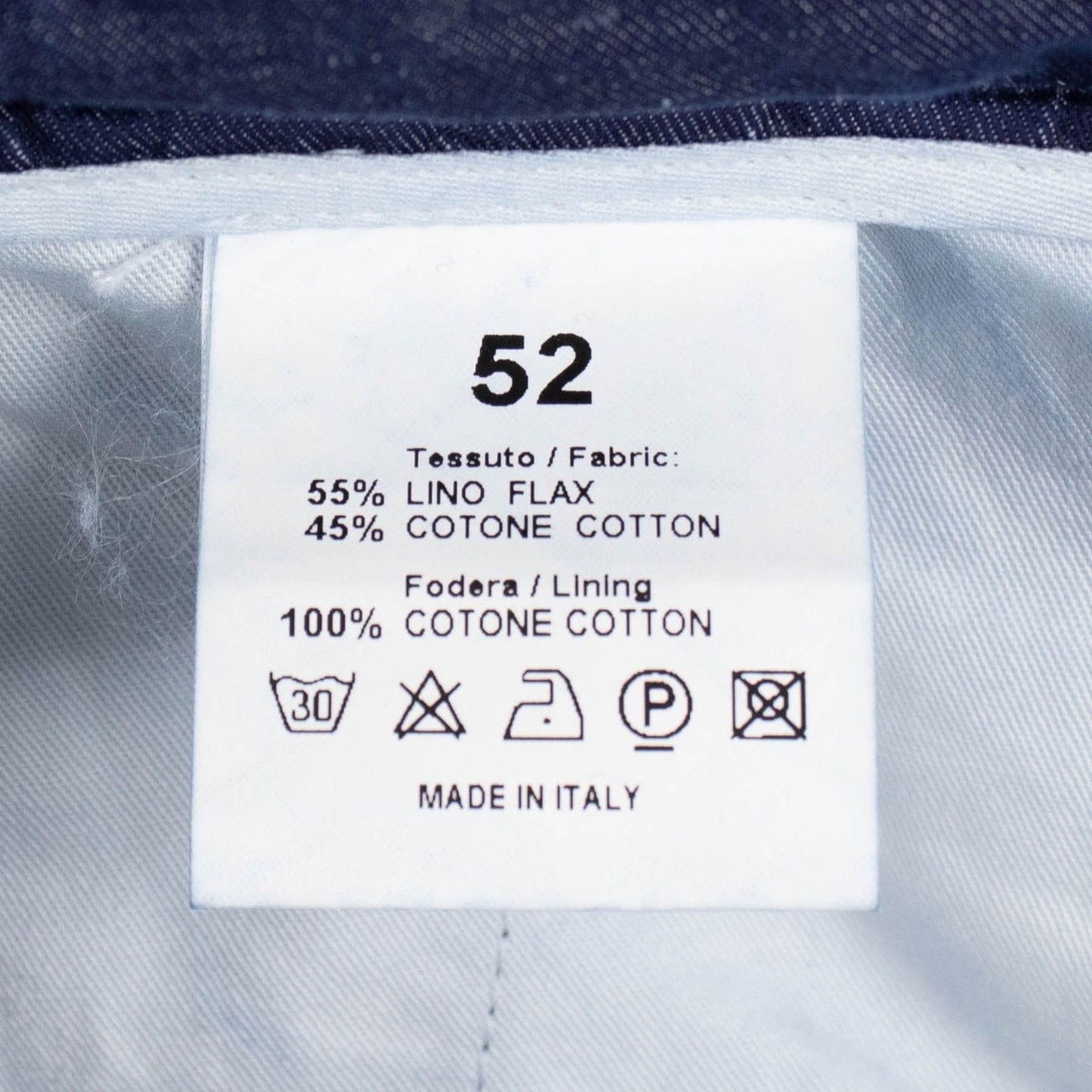 Blue Cotton Blend Dress Pants