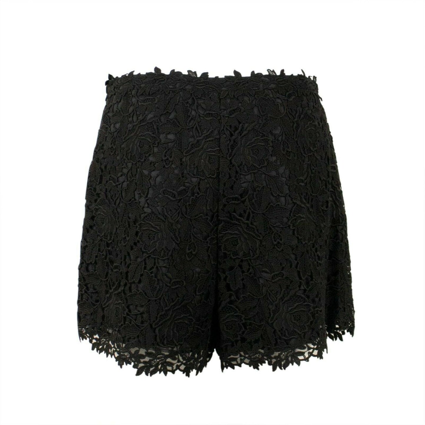 Floral Embroidered Lace Shorts - Black