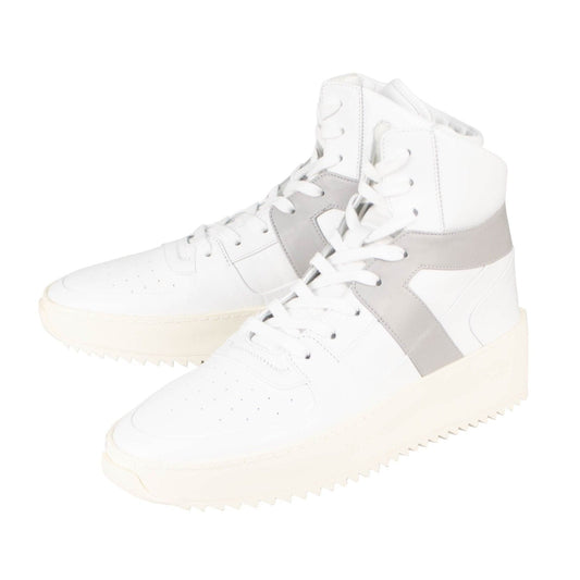 White Leather Basketball High-Top Sneakers