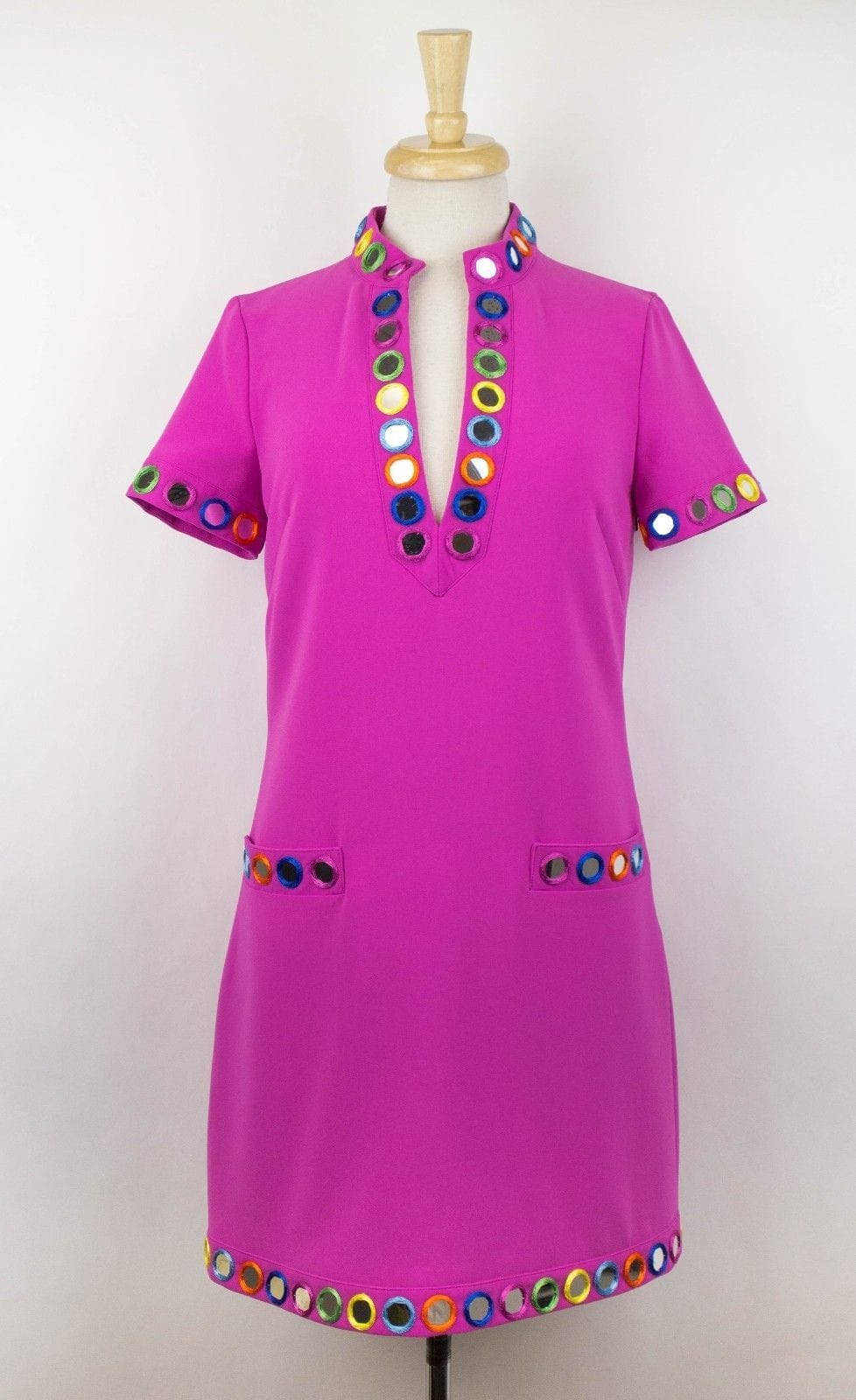 Moschino x Jeremy Scott Mirror Embellished T-Shirt Dress - Pink