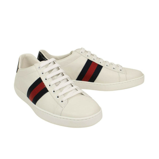 Web Stripe Leather Ace Sneakers - White