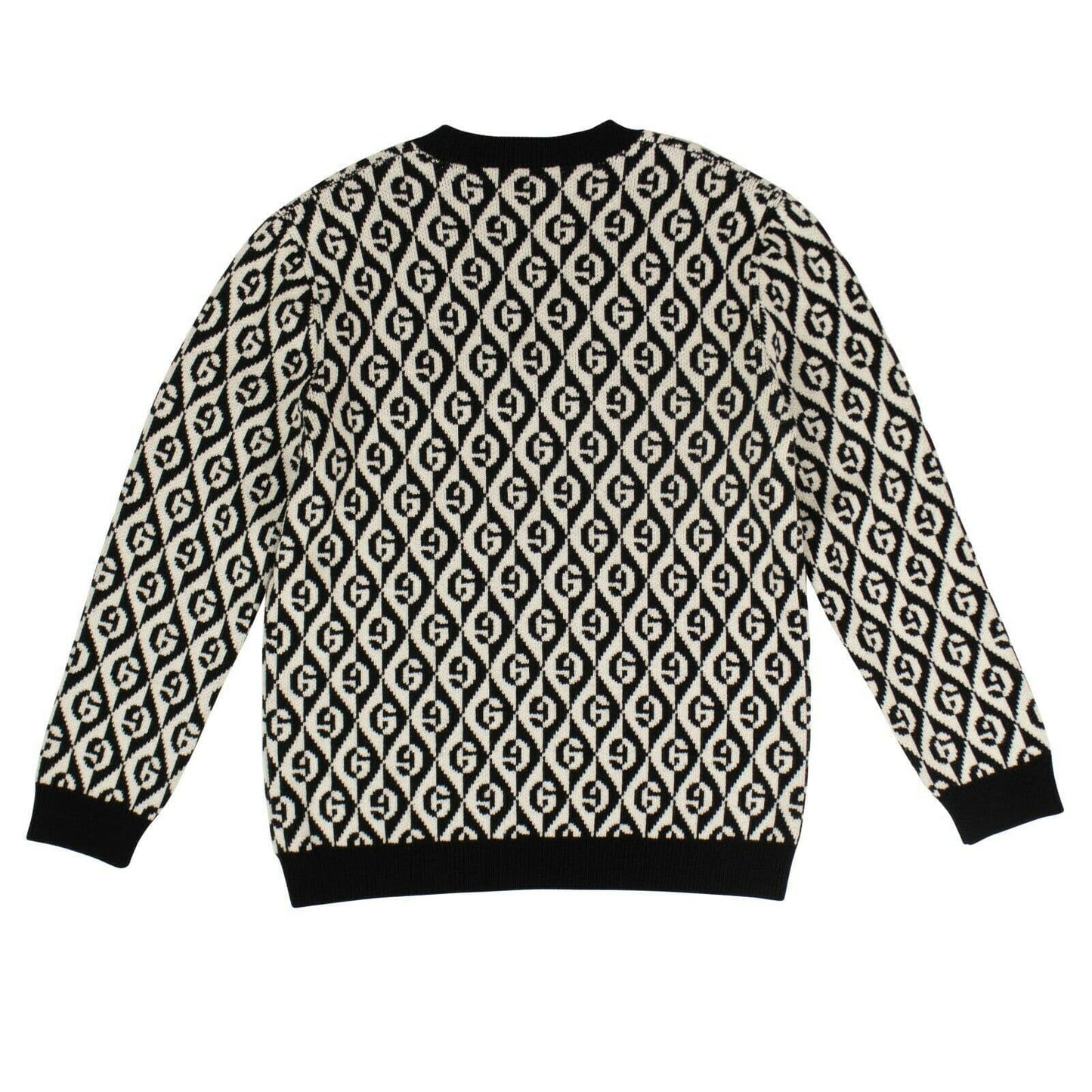 Wool 'G Rhombus' V-Neck Sweater Top - Black And White