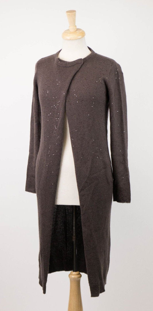 Cashmere Blend Sequined Kimono Sweater Dress - Brown