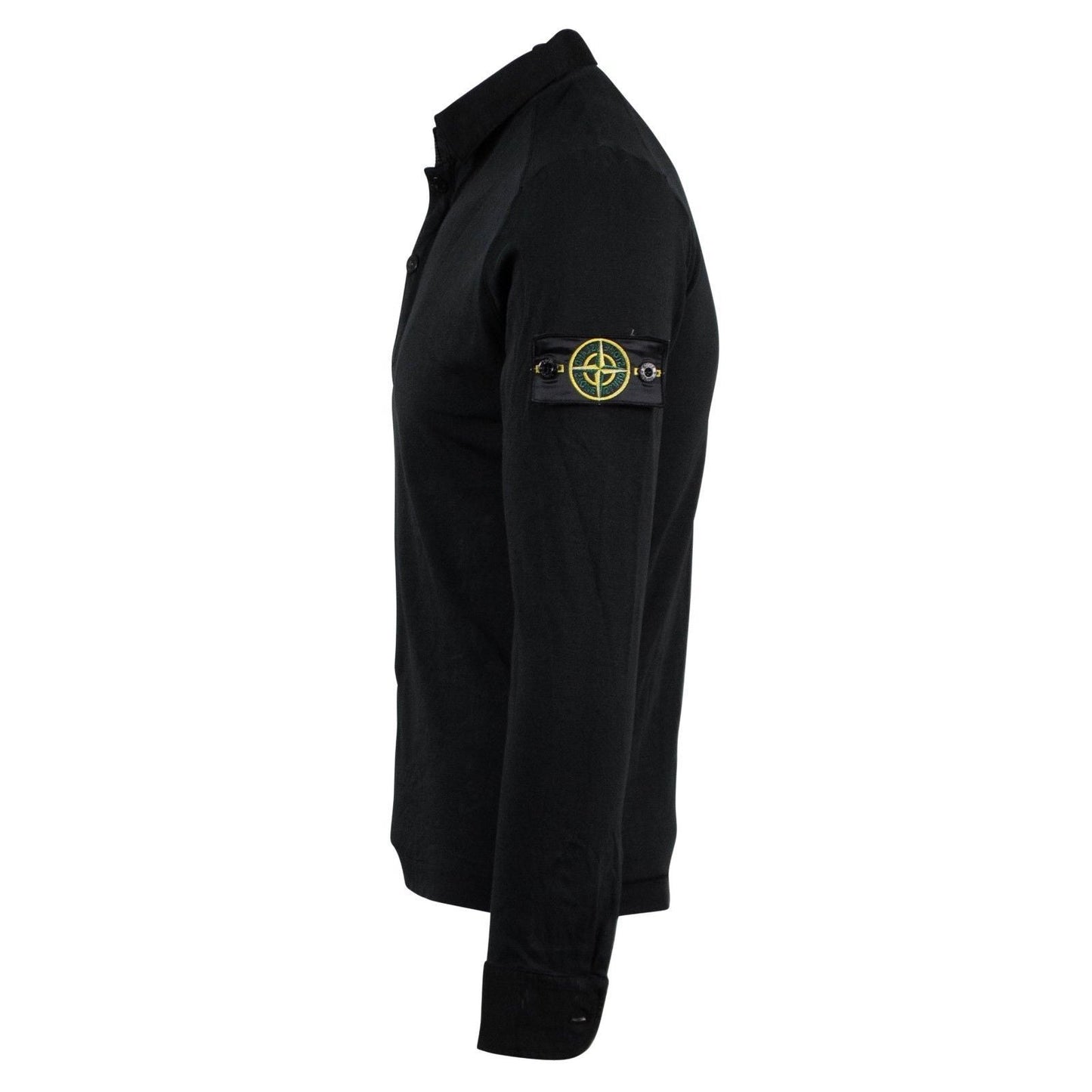 Black Long Sleeve Cotton Polo Shirt