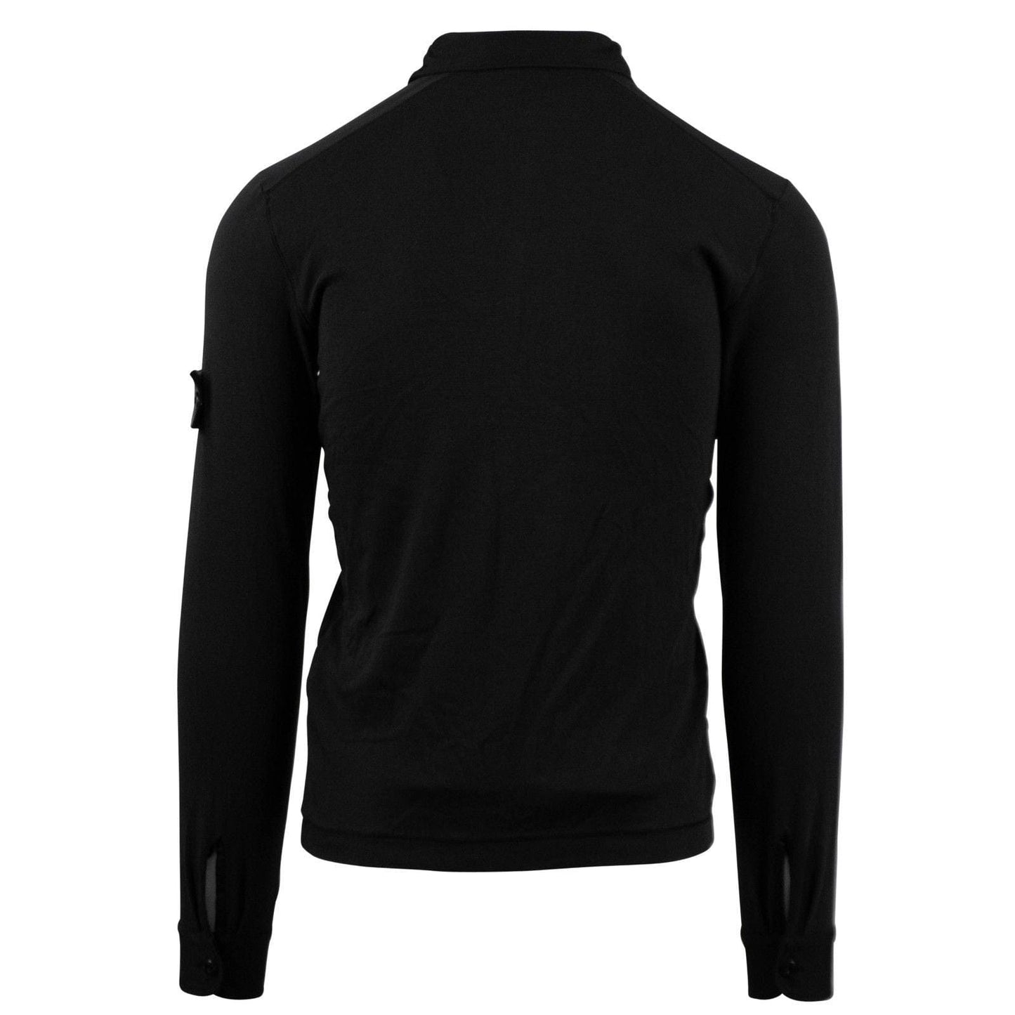 Black Long Sleeve Cotton Polo Shirt