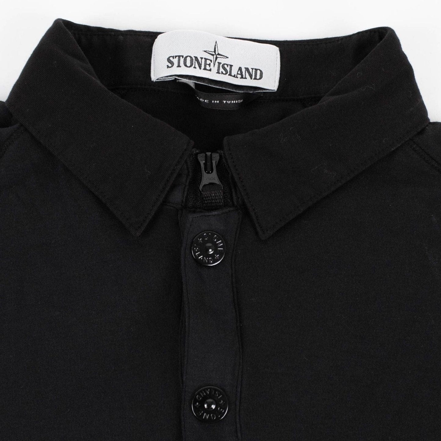 Black Long Sleeve Cotton Polo Shirt