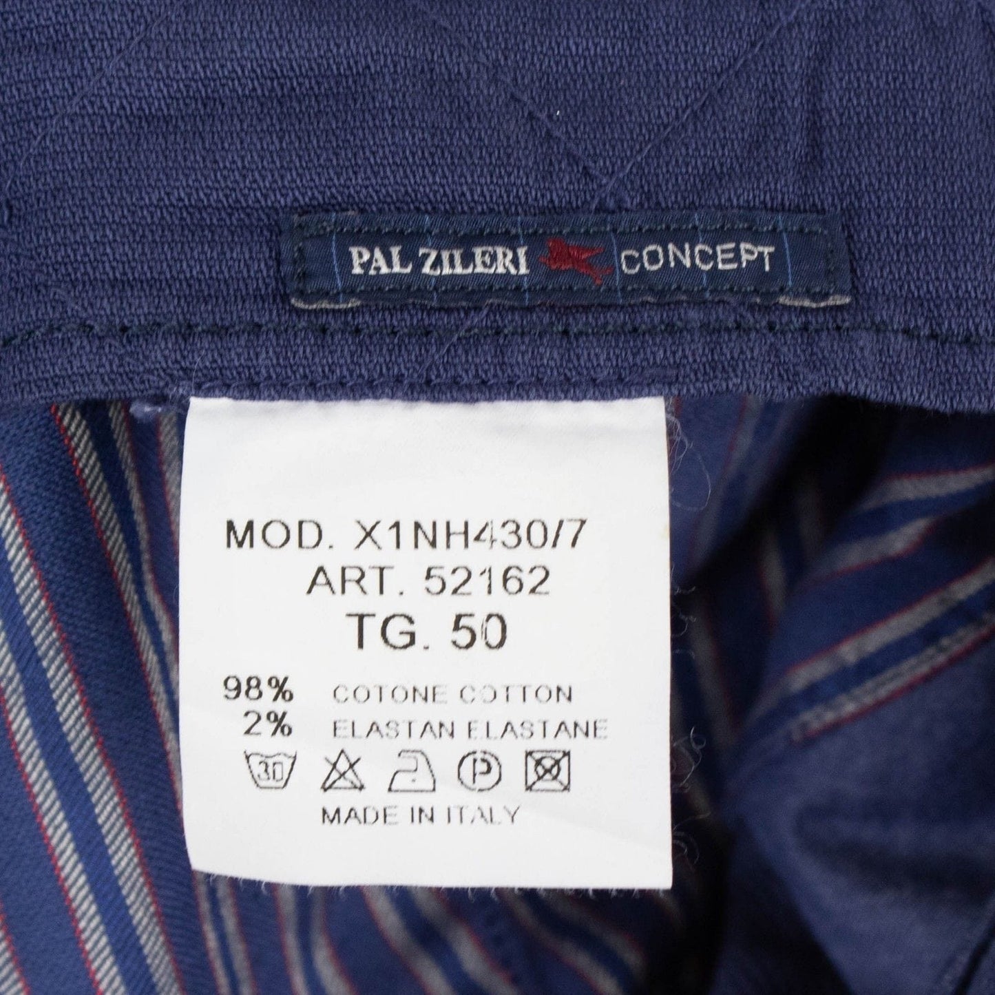 Blue Cotton Blend Pants