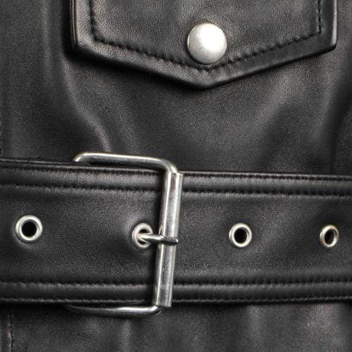 Black Leather Zip-Up Motorcycle Jacket