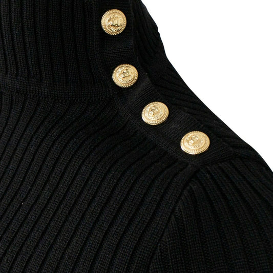 Construction Knit Ribbed Long Dress - Black