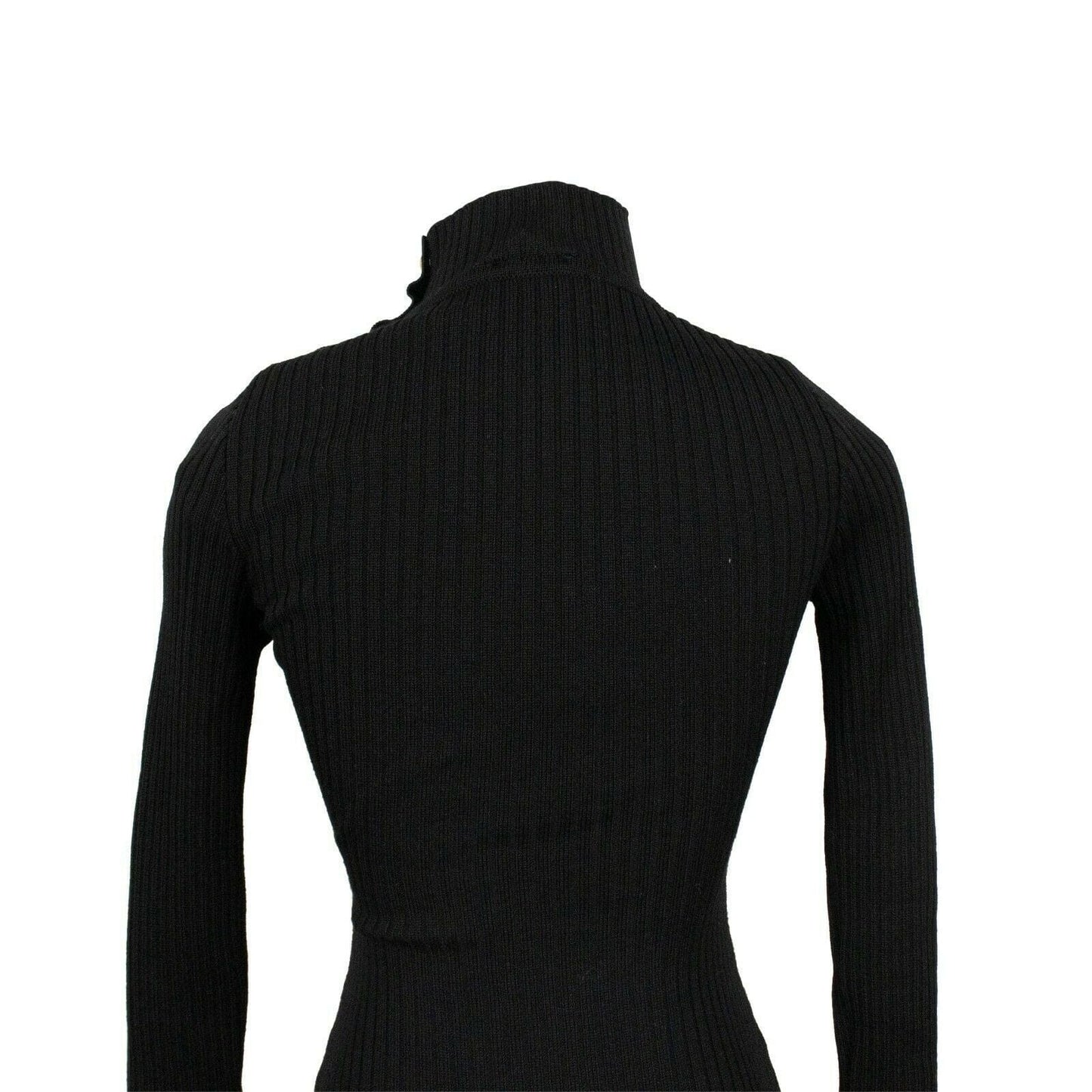 Construction Knit Ribbed Long Dress - Black