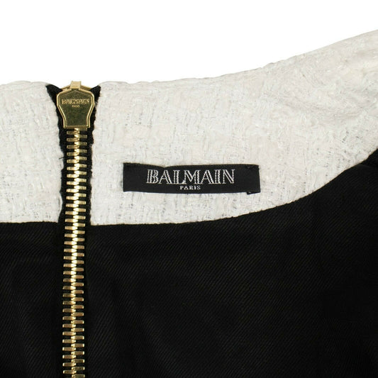 Bouclé Mini Tweed Wrap Dress - Black / White