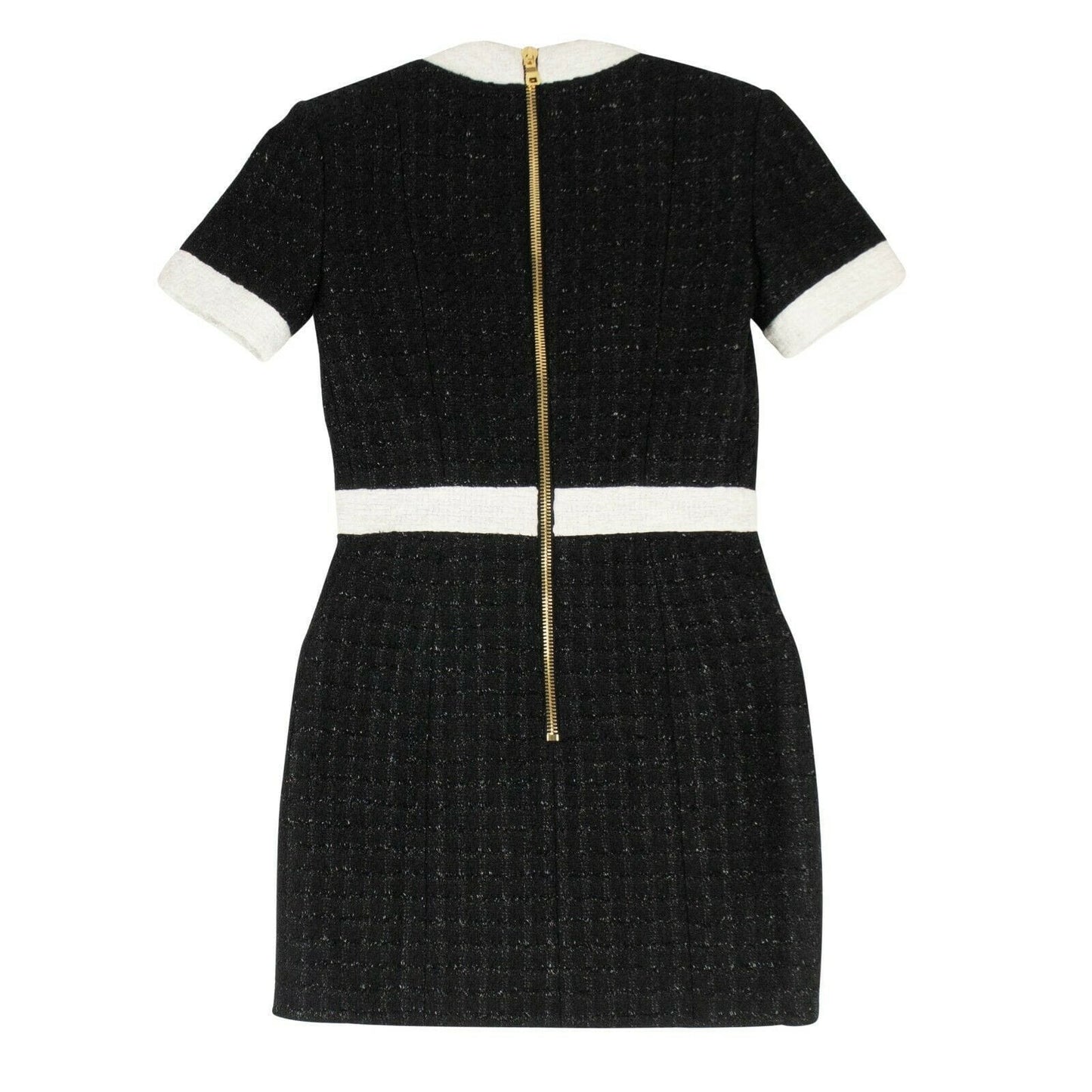 Bouclé Mini Tweed Wrap Dress - Black / White