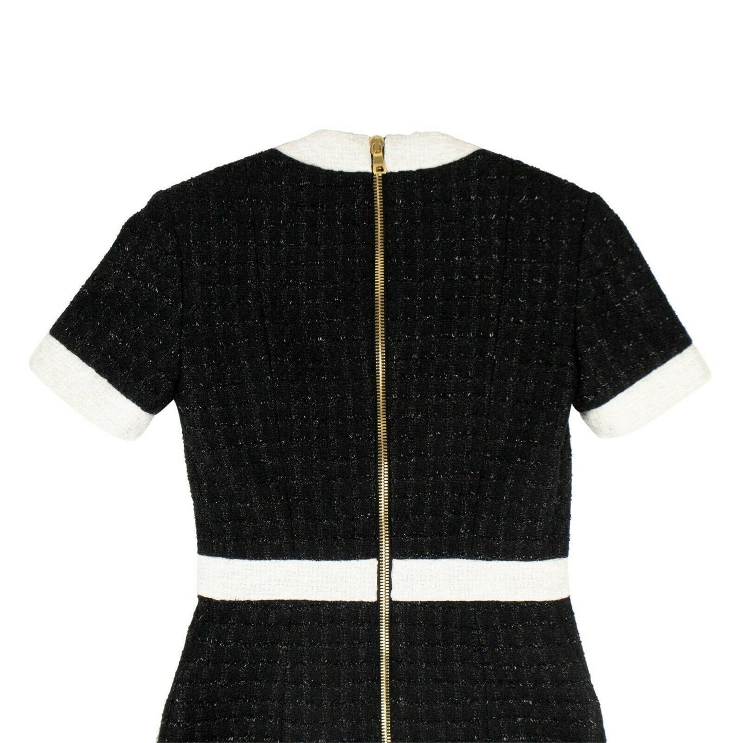 Bouclé Mini Tweed Wrap Dress - Black / White