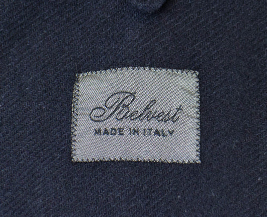 Blue Twill Cashmere Full Length Slim Fit Coat