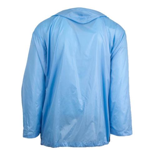Blue Nylon Rainwear Hooded Trench Coat