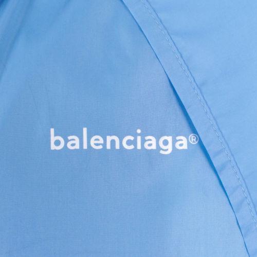 Blue Nylon Rainwear Hooded Trench Coat