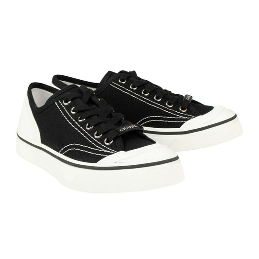 Canvas Lace Up Sneakers - Black / White