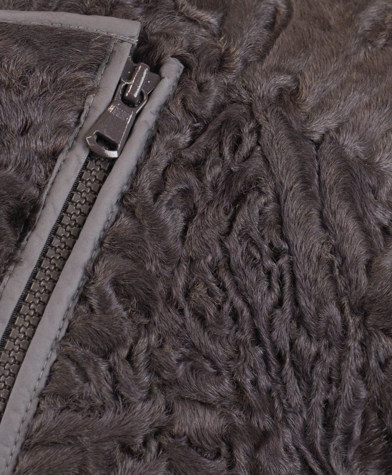 Astrakhan Fur Biker Jacket - Dark Brown
