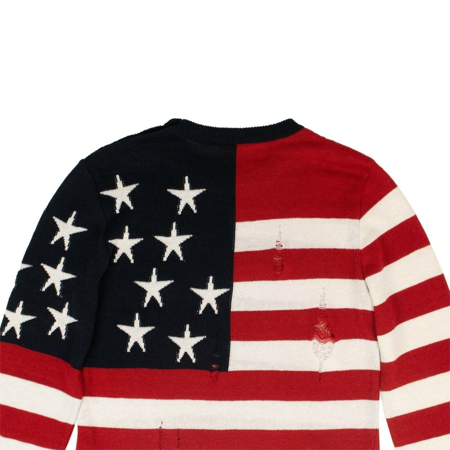 American Flag Distressed Linen Sweater - Red / White / Blue