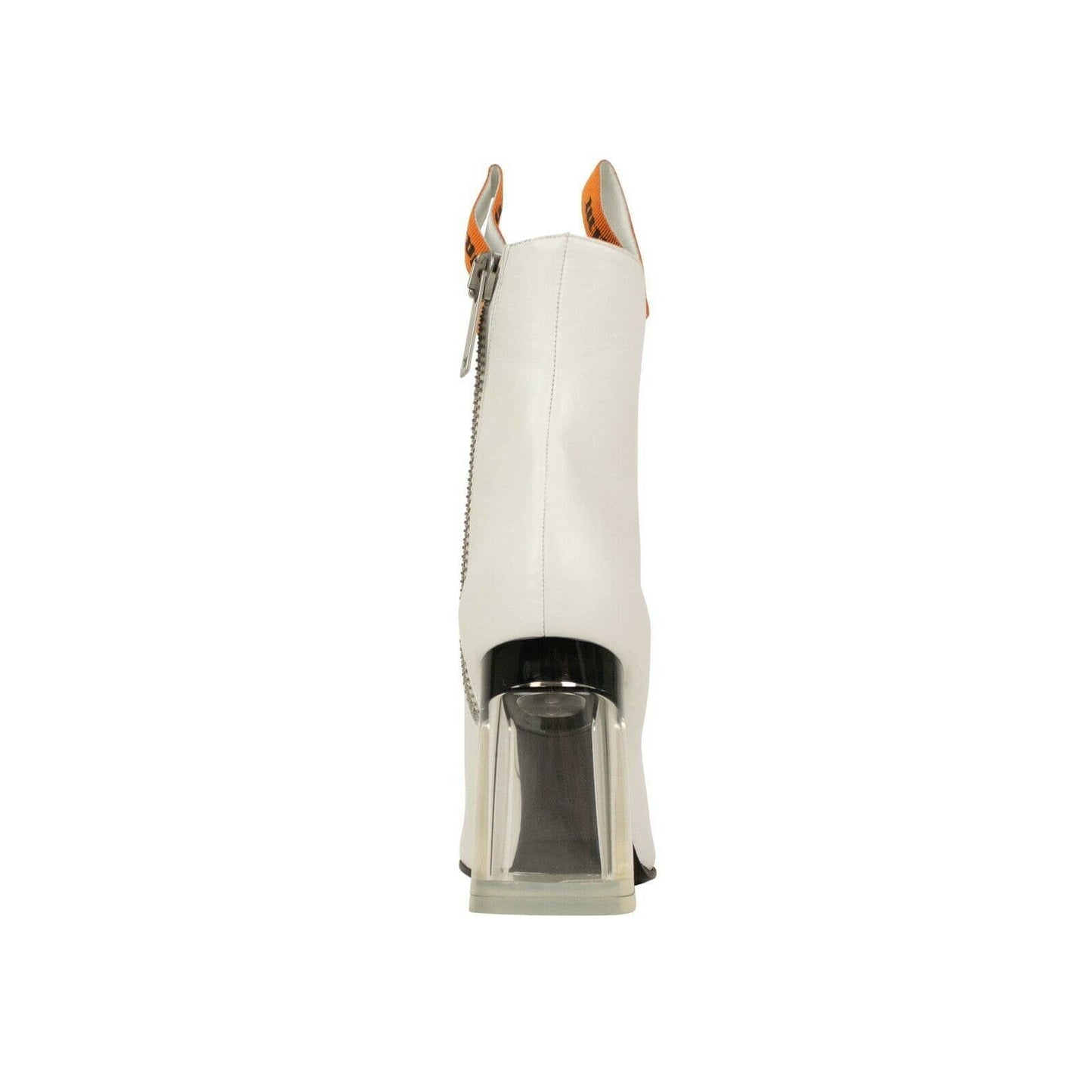 Block Heels Ankle Boots - White