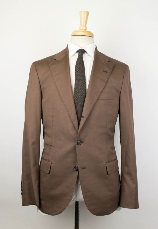 Wool Blend Twill 3/2 Button Suit - Brown