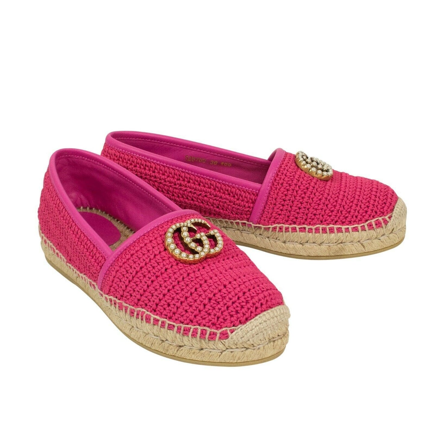 Women's Raffia Double G Espadrille Flats - Pink