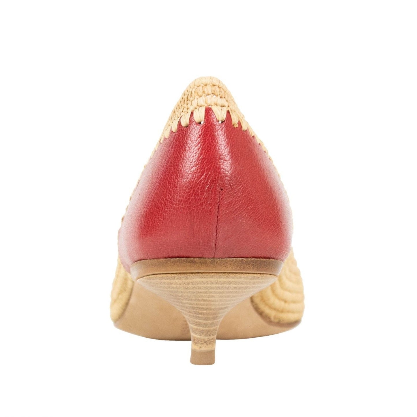 Wicker Cap Toe Pumps - Beige / Red