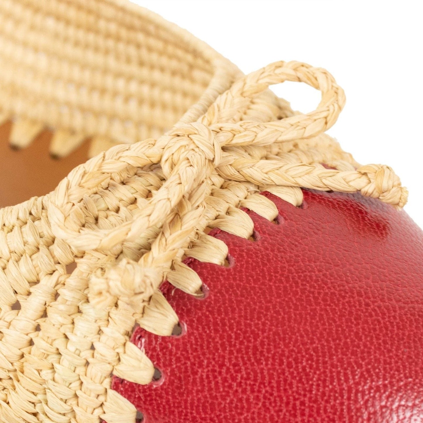 Wicker Cap Toe Pumps - Beige / Red