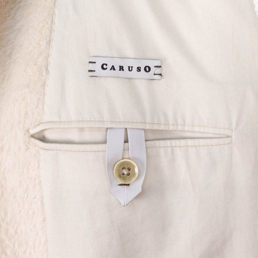 Alpaca Blend Fur Collar Double Breasted Coat - Beige