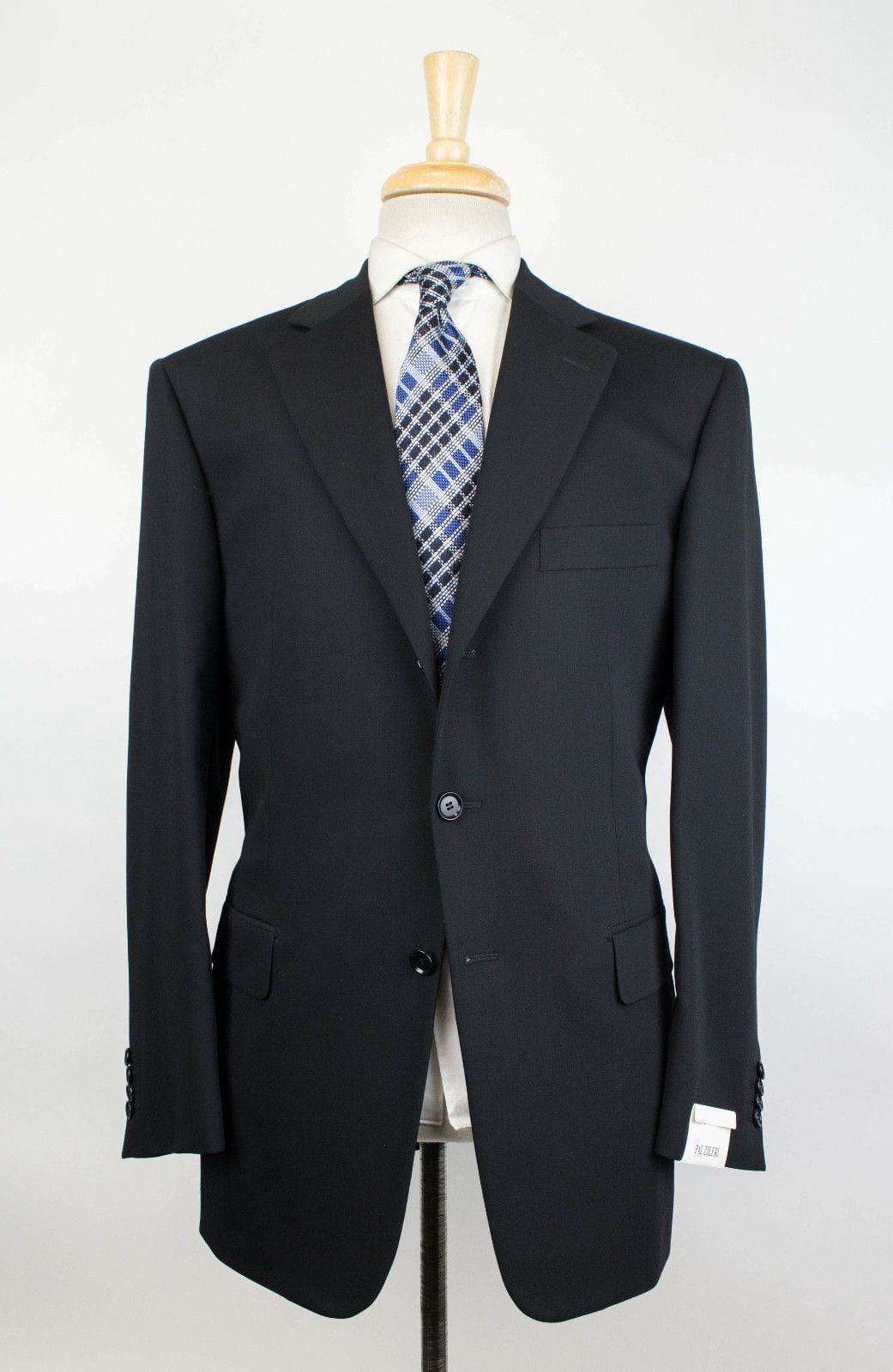 Wool 3 Roll 2 Button Suit - Black
