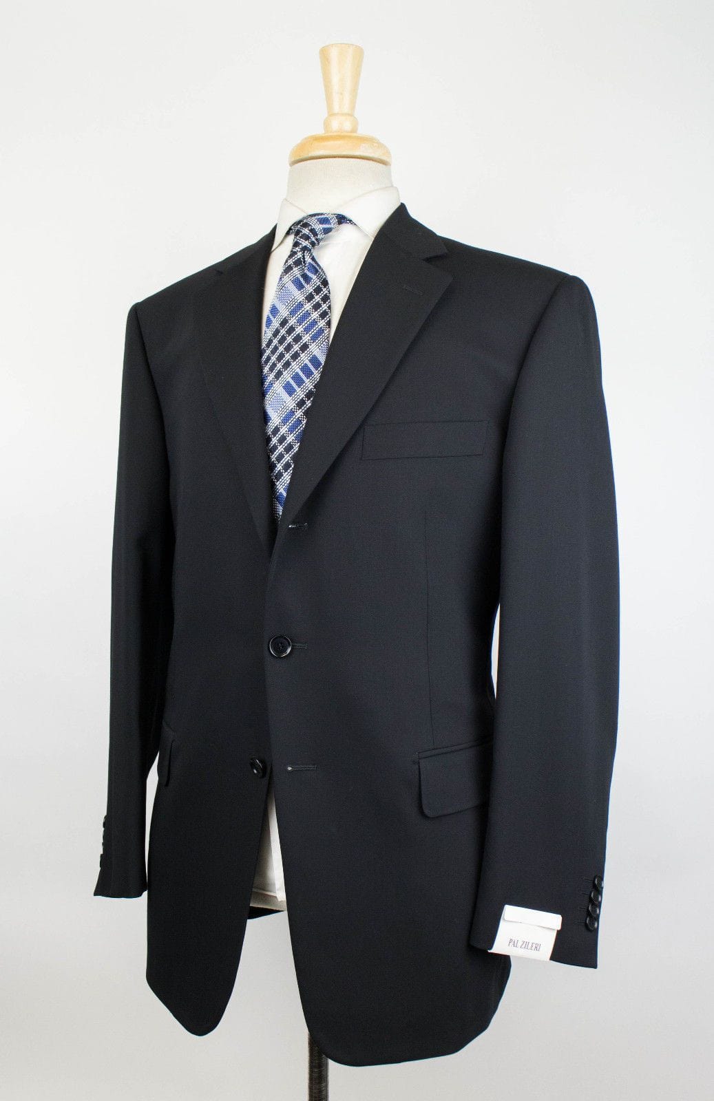 Wool 3 Roll 2 Button Suit - Black