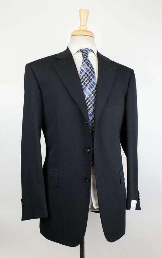Wool 3 Roll 2 Button Suit - Black