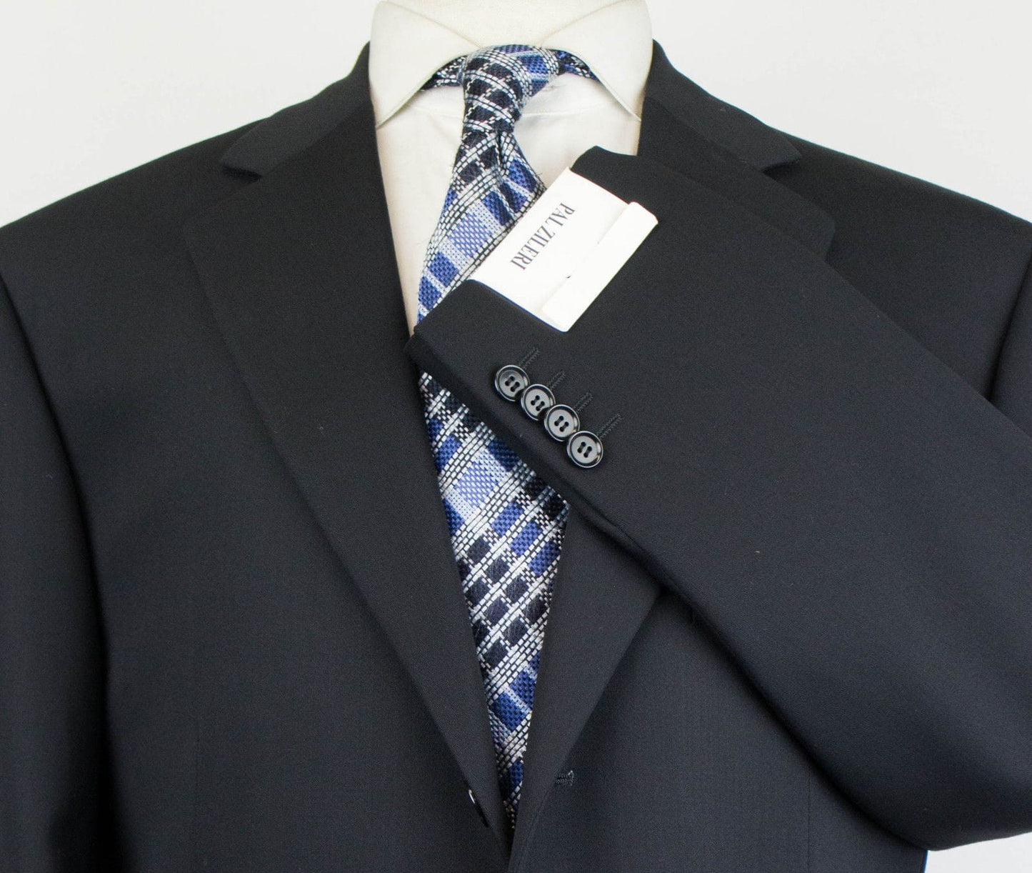 Wool 3 Roll 2 Button Suit - Black
