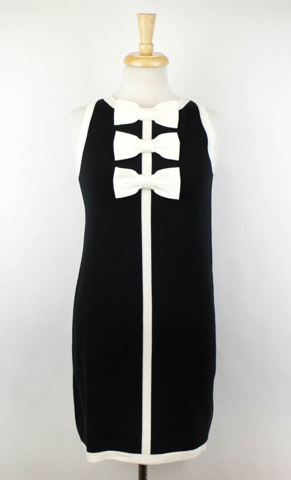 Wool Blend Bow Tie Sleeveless Mini Dress - Black